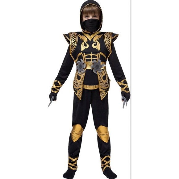 Spooktacular Creations Golden Ninja Costume Set Size Medium Halloween Costume - Picture 7 of 7
